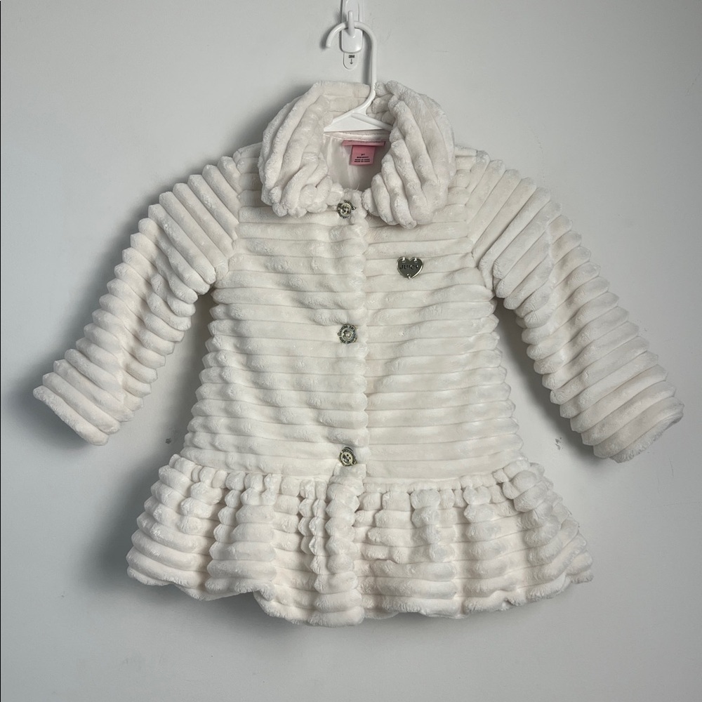 Juicy‎ Couture Kids Girls 3T White Faux Fur Coat Ruffle Hem
